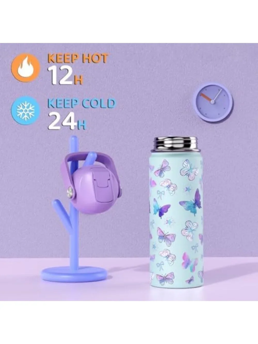 18oz Insulated Kids Water Bottle with Straw Lid - Durable Stainless Steel